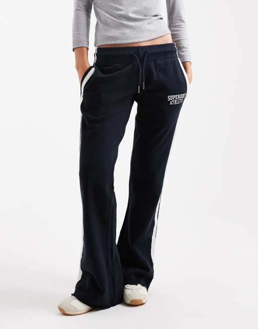 Superdry Athletic stripe flare joggers in eclipse navy ASOS
