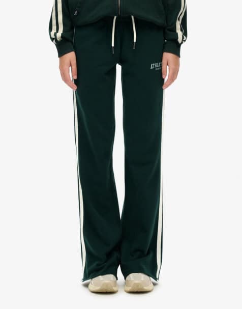 Superdry Athletic stripe flare joggers in enamel green - view 1