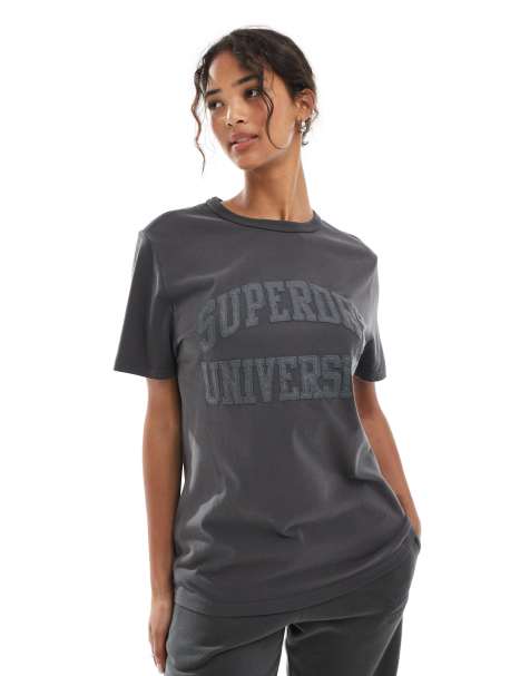 Superdry Athletic tonal oversized t-shirt in charcoal
