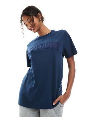 Superdry Athletic tonal oversized t-shirt in richest navy - view 1