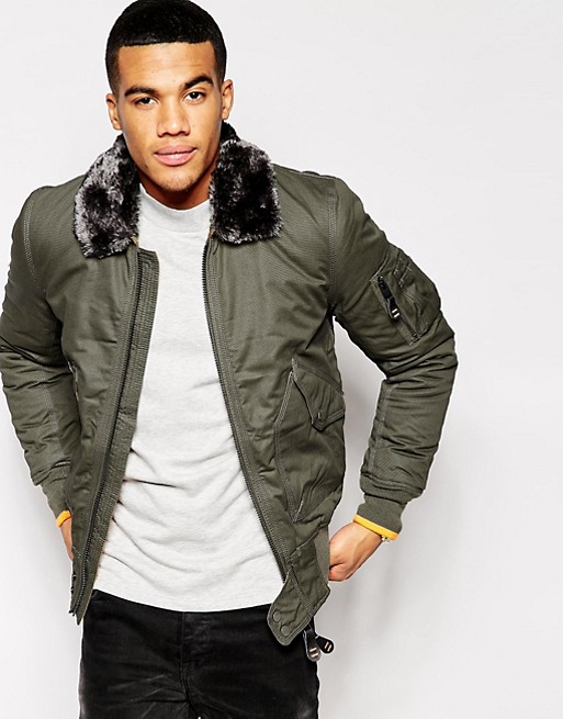 Superdry | Superdry Aviator Bomber With Faux Fur Collar