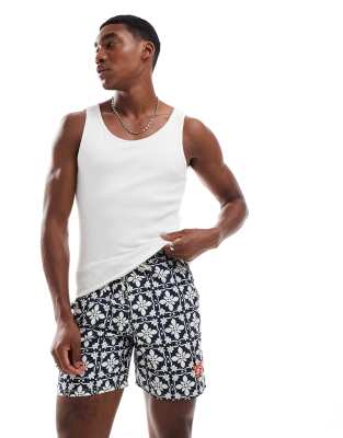 Badeshorts in in Navy Tala Tile mit Kachelmuster, 17 Zoll Schrittlänge-Marineblau Marineblau Waist 32