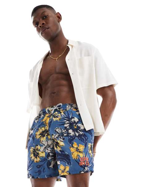 Superdry – Badeshorts in Tropical Blues mit Hawaii-Print, 17 Zoll - view 1