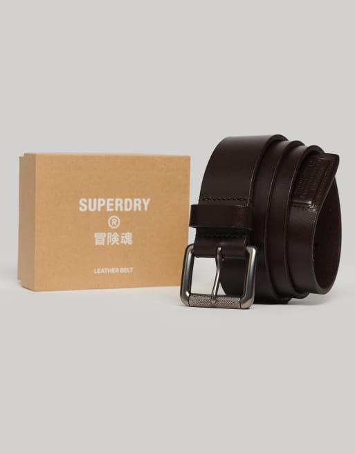 Superdry Branded Leather Belt - Black