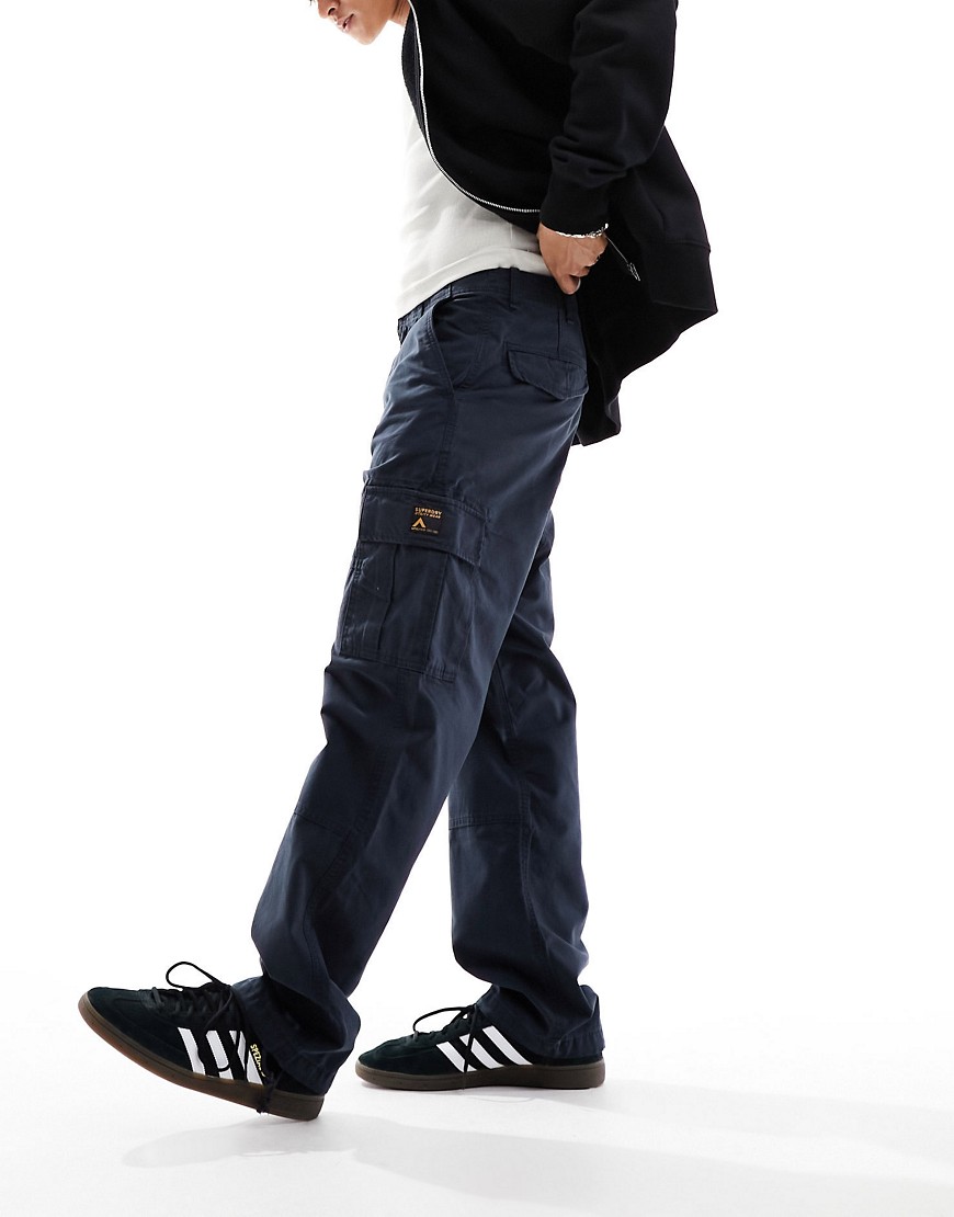 Superdry baggy cargo pants in Eclipse Navy
