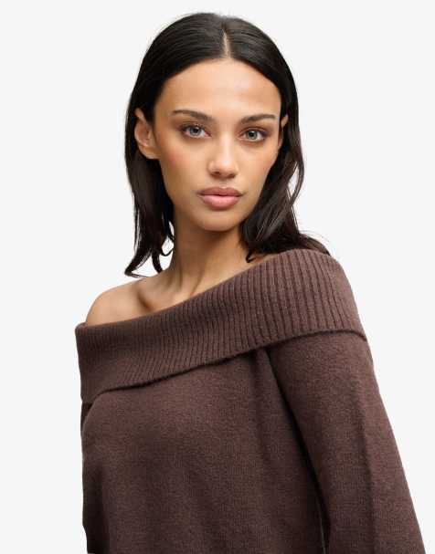 Superdry Bardot knitted jumper in chestnut brown - view 1