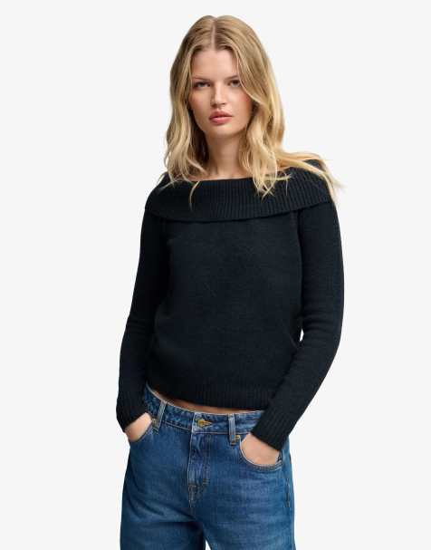 Superdry Bardot knitted jumper in eclipse navy - view 1