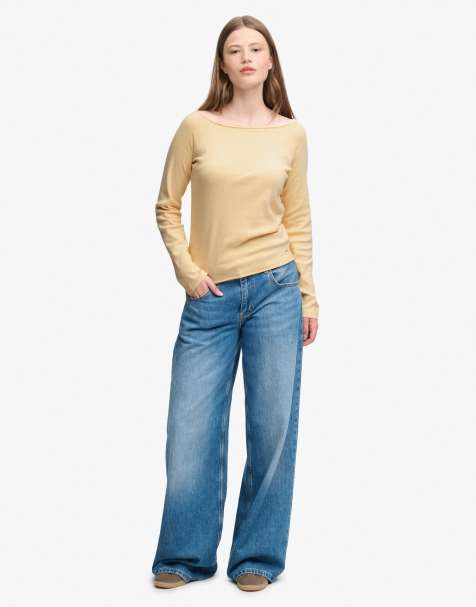 Superdry Bardot off shoulder top in yellow haze - view 1