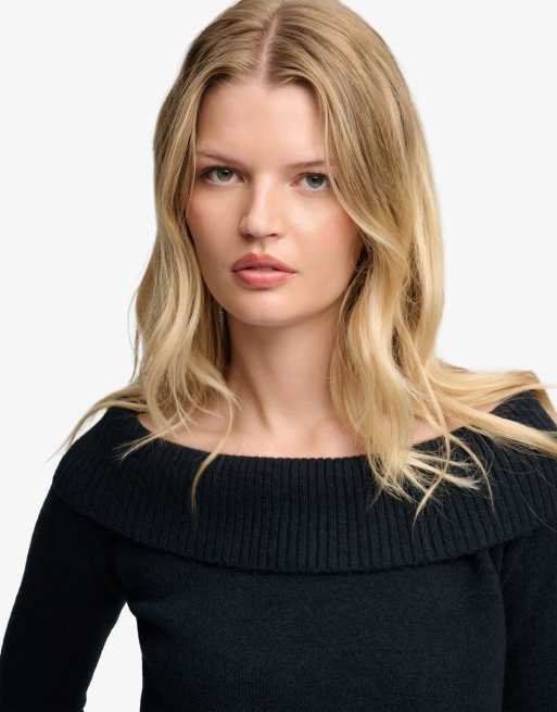 Superdry Bardot-Strickpullover in Marineblau, 3 von 6