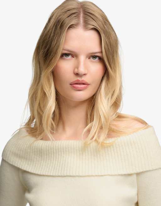 Superdry Bardot-Strickpullover in Wollweiß, 3 von 7