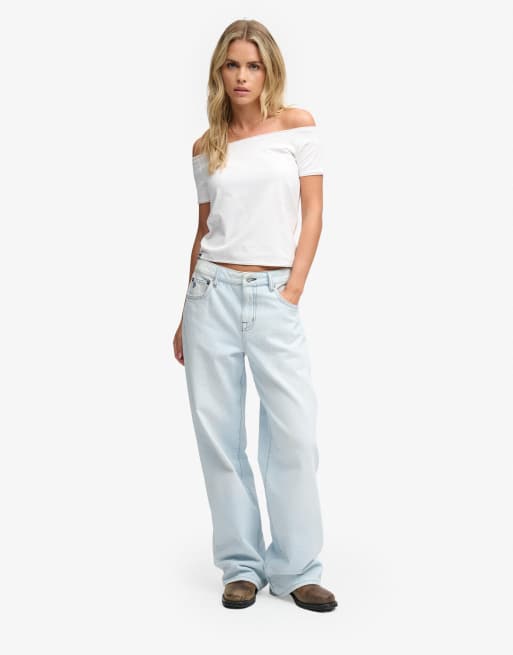 Superdry Bardot-Top mit kurzen Ärmeln und schulterfrei in Optik, 4 von 6