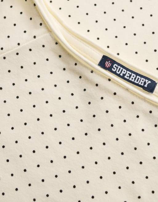 Superdry Bardot-Top mit schulterfreiem Ausschnitt in db Wollweiß mit Punkten, 5 von 5