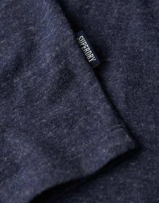 Superdry – Basic-T-Shirt aus Baumwolle in dunklem meliertem Indigoblau mit Logo, 5 von 6