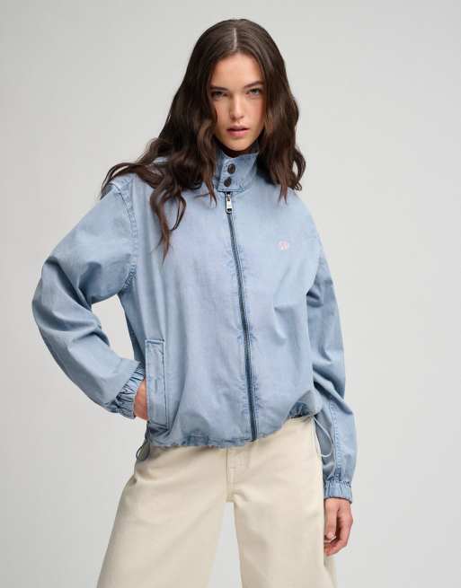 Superdry Baumwoll-Harrington-Jacke in verwaschenem Denimblau, 2 von 7
