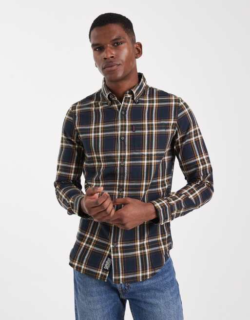 Superdry – Baumwollhemd in Marineblau mit Vintage-Bryce-Karomuster