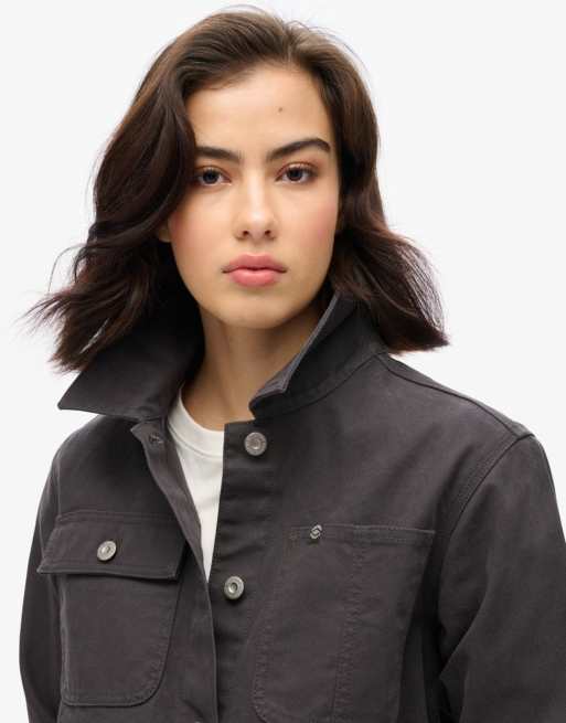Superdry – Bestickte Chore-Jacke in Schiefergrau, 3 von 7