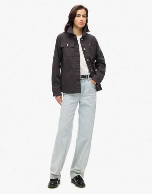 Superdry – Bestickte Chore-Jacke in Schiefergrau, 4 von 7