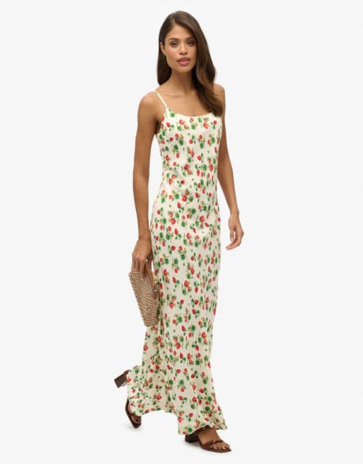 maxi dress superdry womens Edit Maxi Dress in White Print