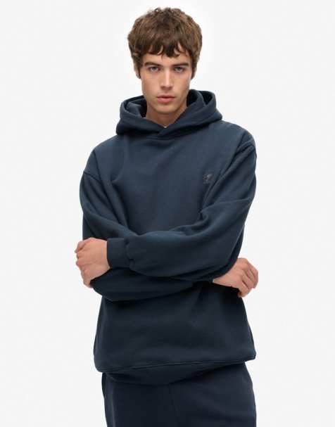 Superdry – Blank – Oversize-Kapuzenpullover in Blaubeer-Marineblau - view 1