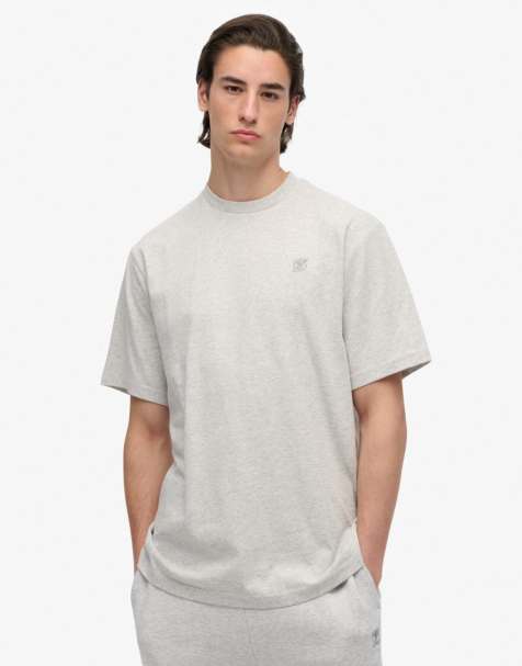 Superdry – Blank – Oversize-T-Shirt in kadettgrau meliert - view 1