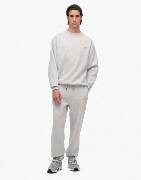 Superdry Blank oversized crew sweatshirt in cadet grey marl - view 1