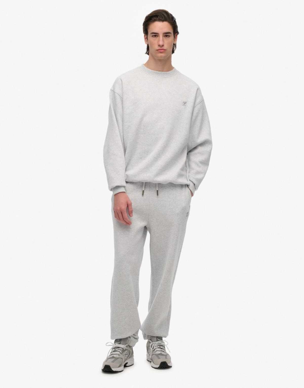 Superdry Blank oversized crew sweatshirt in cadet grey marl