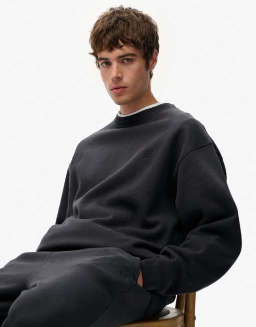 Superdry Blank oversized crew sweatshirt in ebony