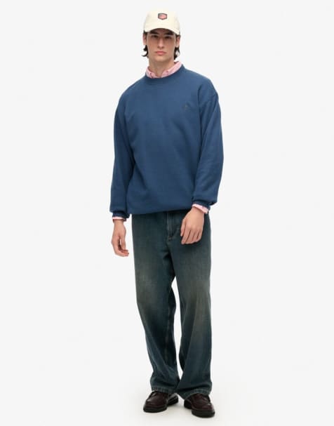 Superdry Blank oversized crew sweatshirt in insignia blue - view 1