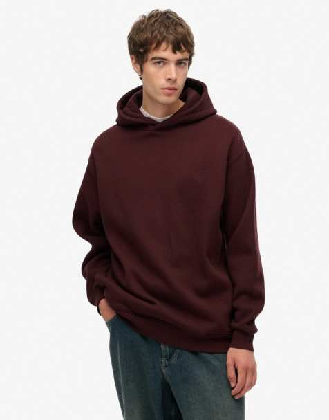 Superdry Blank oversized hoodie in rich deep burgundy - view 1