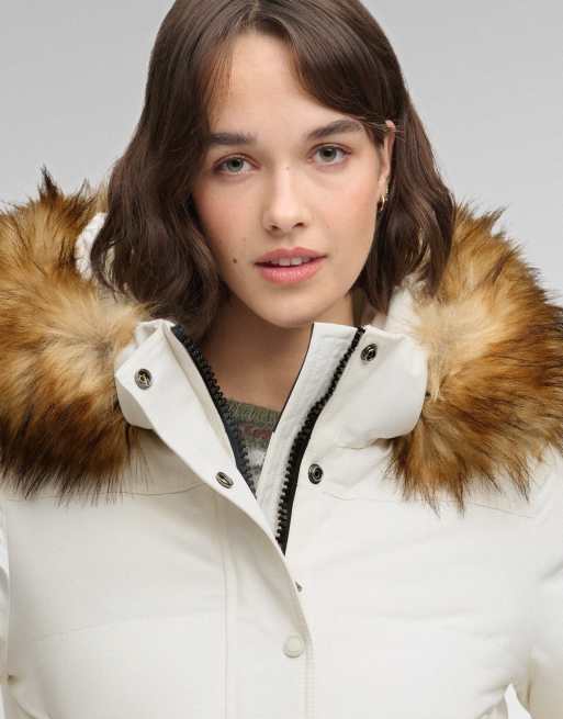 Superdry blouson bomber à capuche Everest en blanc cassé, 2 de 7