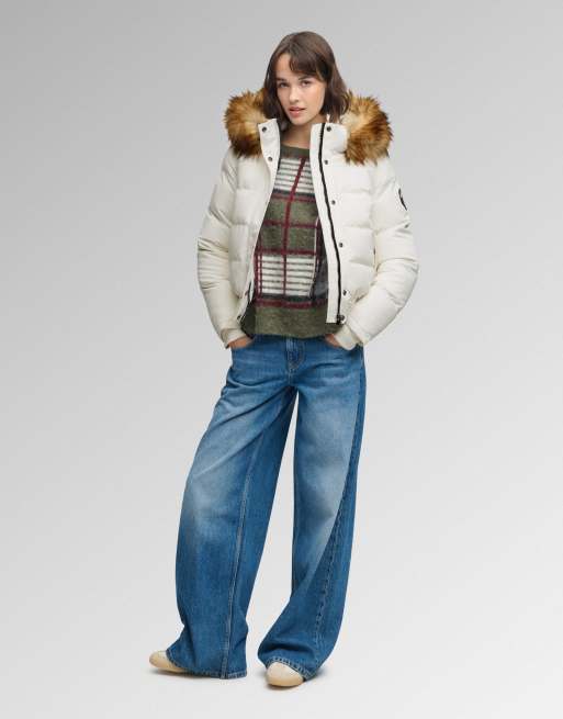 Superdry blouson bomber à capuche Everest en blanc cassé, 3 de 7