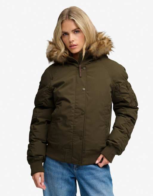 Superdry blouson bomber MA1 matelassé à capuche en kaki, 2 de 7