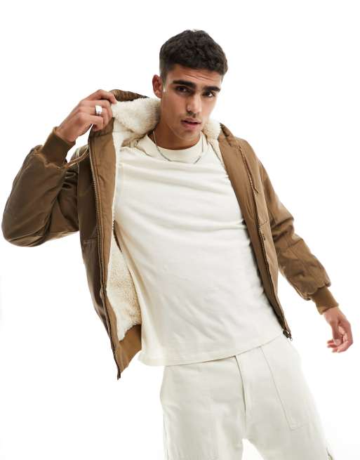 Superdry - Bomber à capuche vintage style workwear - Marron