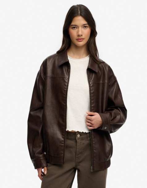 Superdry - Bomber oversize avec col - Chocolat chaud - view 1