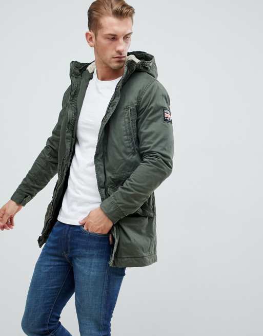 Superdry borg-lined new military parka in khaki | ASOS