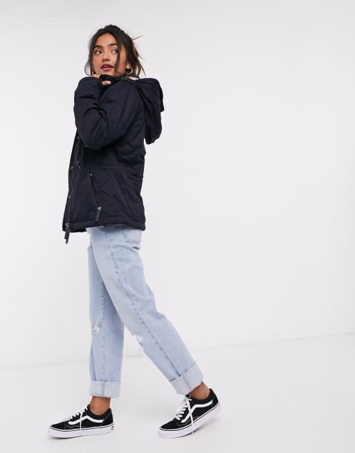 Jumping jack Onzin storting Superdry Boxy Snorkle Hooded Wind Parka in Navy | ASOS