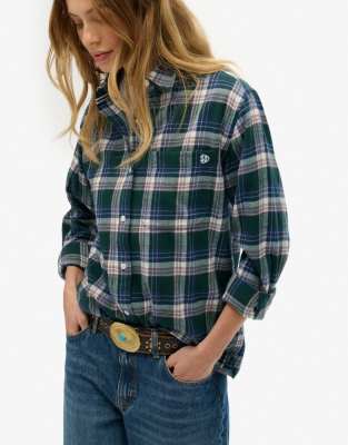 Superdry - Boyfriend-Flanellhemd in Grün mit Karo-Mustermix