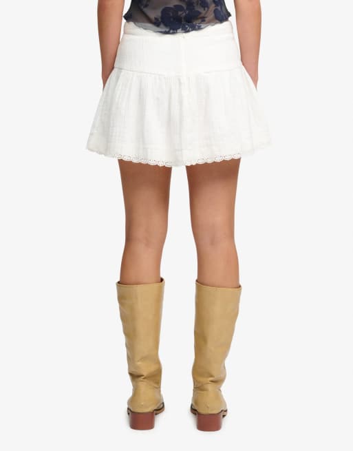 Superdry Broderie trim mini skirt in optic, 4 of 6