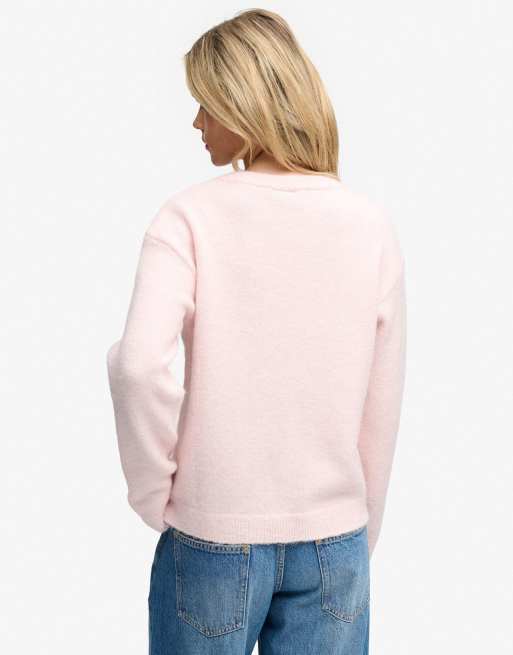 Superdry Brushed knit cardigan in pale pink, 2 of 4