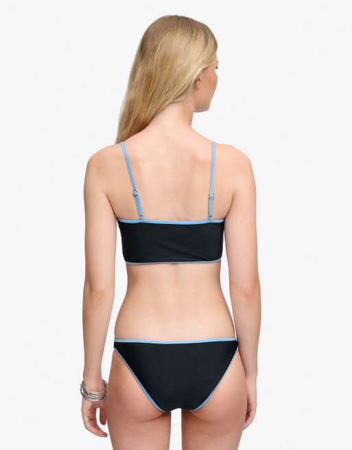 Superdry – Bustier-Bikinioberteil in Eclipse-Marineblau mit Kontrastdesign, 5 von 7