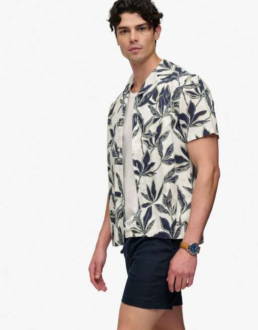 Superdry Cabana poolside short sleeve shirt in banana leaf ecru, 4 of 6
