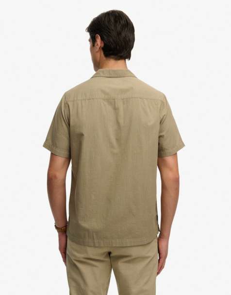 Superdry Cabana short sleeve shirt in light khaki green