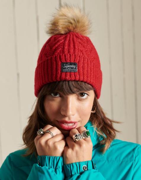 Superdry – Cable Lux – Strickmütze in Flame Marl - view 1