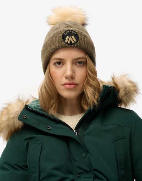 Superdry – Cable Luxe – Strickmütze in Mooskhaki - view 1