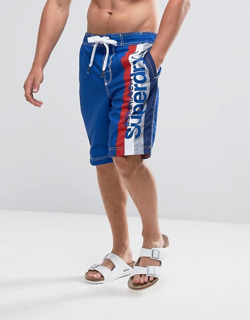 Superdry Cali Surf Board Shorts With Logo In Blue | ASOS