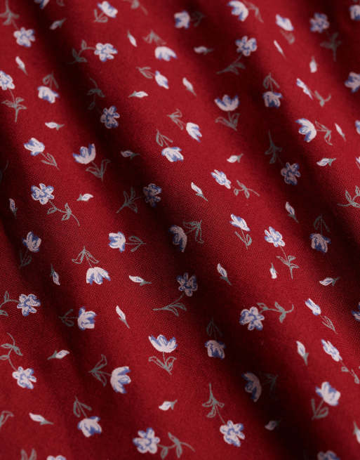 Superdry – Camisole-Maxikleid in Bordeauxrot mit Blümchenmuster, 5 von 7