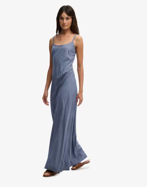 Superdry – Camisole-Maxikleid in Gezeitenblau mit kleinem Herzmuster - view 1