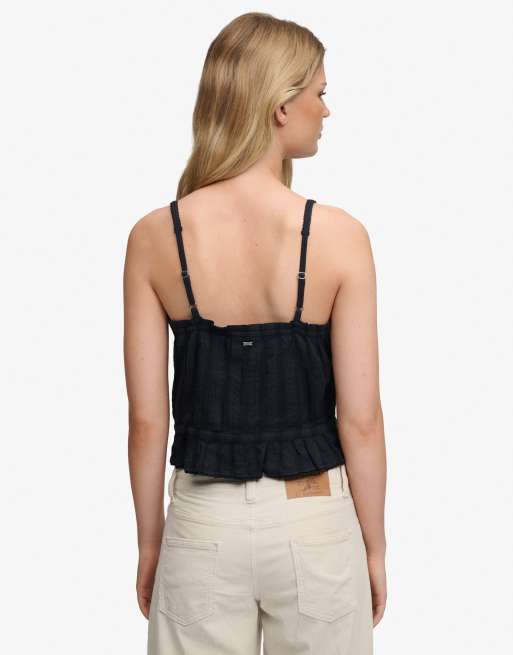Superdry – Camisole-Oberteil aus Spitze in Eclipse-Marineblau, 2 von 4