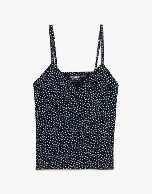 Superdry – Camisole-Oberteil in Eclipse-Marineblau mit kleinem Herzchenmuster, 6 von 6