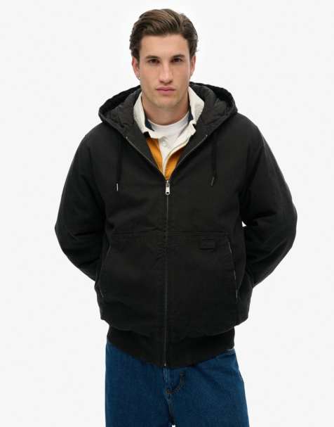 Superdry Canvas surplus hooded jacket in jet black - view 1